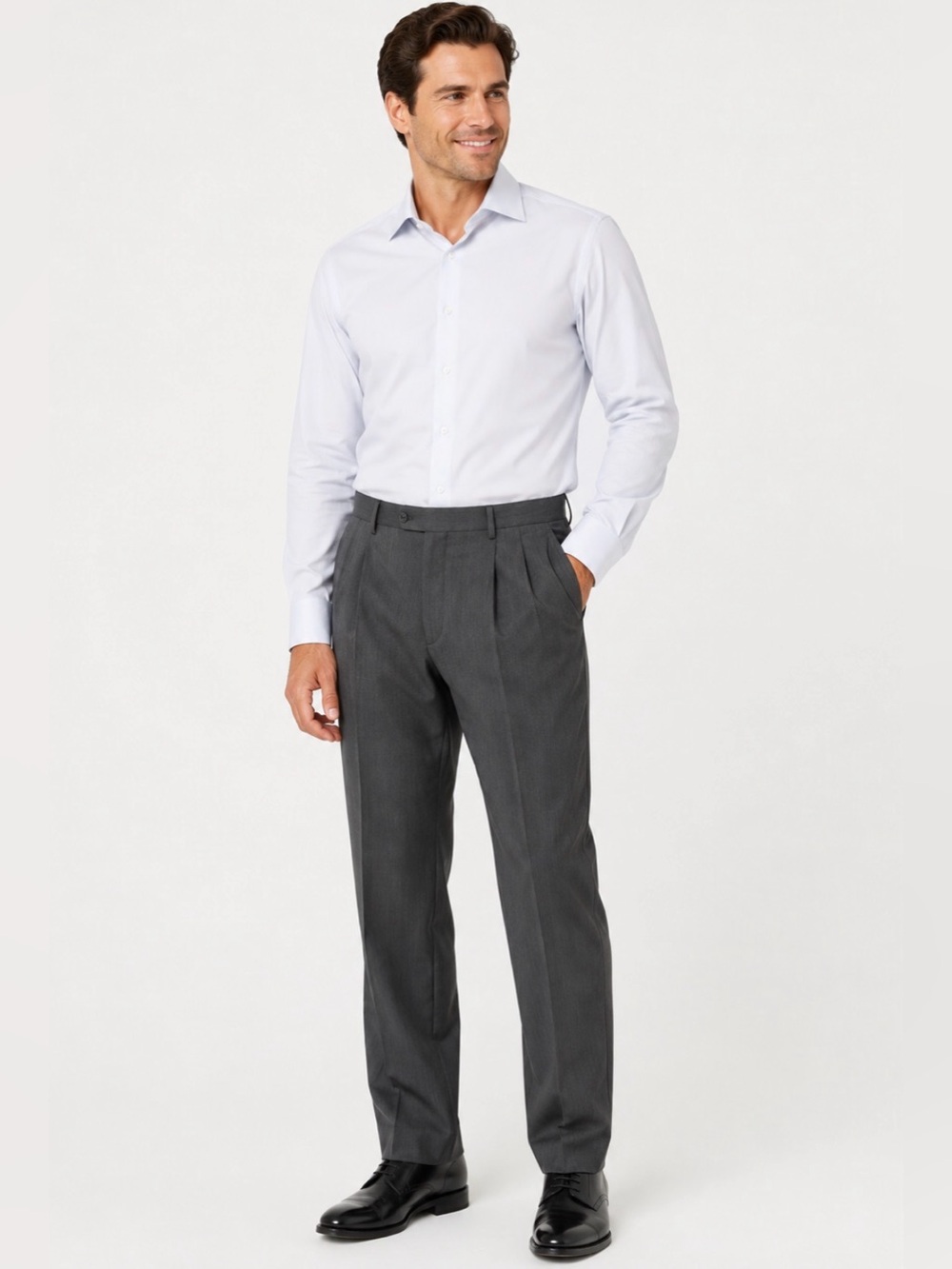 Manzini Super 140’s 100% Wool Dress Pants Gray Pleated Italy Men’s 44 Waist